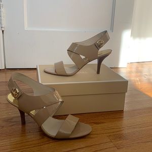 WORN ONCE Michael Kors strappy heel with gold hardware